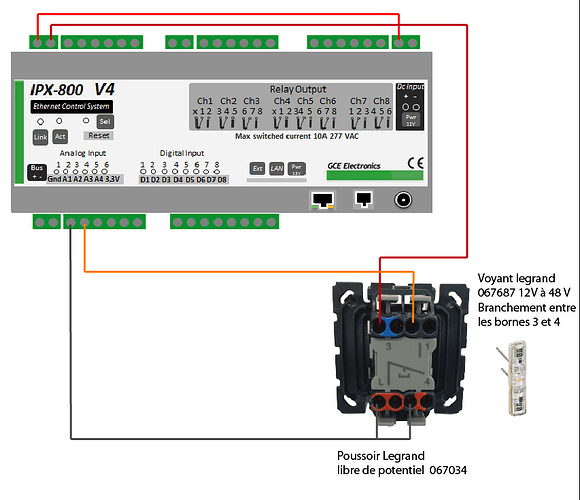 schema poussoir lumineux